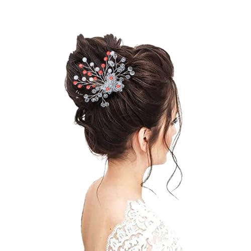 AccessoZone Strass Haarschmuck Blumen Design Rot Silber Kristalle Haarschmuck Hochsteckfrisur Elegant Braut Stirnband für Bräute und Brautjungfern AccessoZone Strass Haarschmuck Blumen Design Rot Silber Kristalle Haarschmuck Hochsteckfrisur Elegant Braut Stirnband für Bräute und Brautjungfern von Accessozone