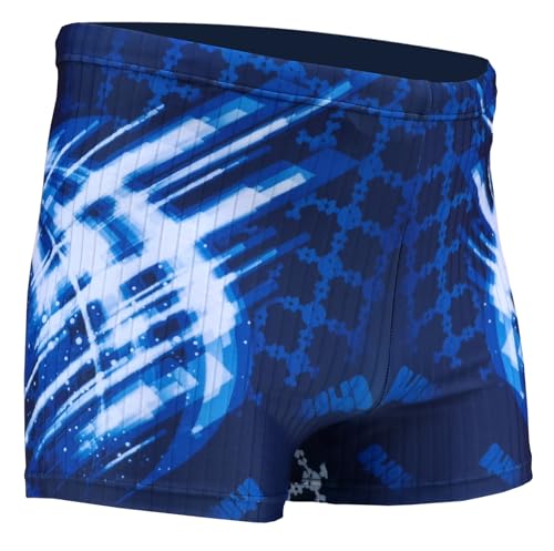 Acclaim Kyoto Flat Ribbed Shadow Stripe Boxer Sport Badehose mit abstraktem Druck in einer Premium-Kompressions-Sport-Passform mit innenliegendem Kordelzug an der Taille, marineblau, 3XL von Acclaim