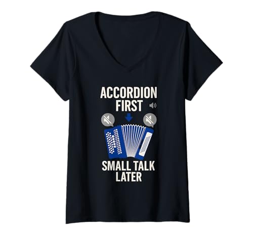 Damen Akkordeonspieler Musiker Squeezebox Life Folk Rhythm Vibe T-Shirt mit V-Ausschnitt Damen Akkordeonspieler Musiker Squeezebox Life Folk Rhythm Vibe T-Shirt mit V-Ausschnitt von Accordion Roots Society Squeezebox Sound Tradition