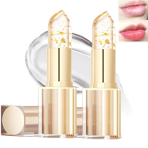 Transferproof Colour Changing Lipstick, Gold Crystal Ph Lipstick Color Changing, Long Lasting 24 Hours Moisturizing Glossy Shine Lip Gloss for Women (2 Pack) von Accrue