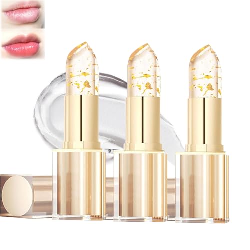 Transferproof Colour Changing Lipstick, Gold Crystal Ph Lipstick Color Changing, Long Lasting 24 Hours Moisturizing Glossy Shine Lip Gloss for Women (3 Pack) von Accrue