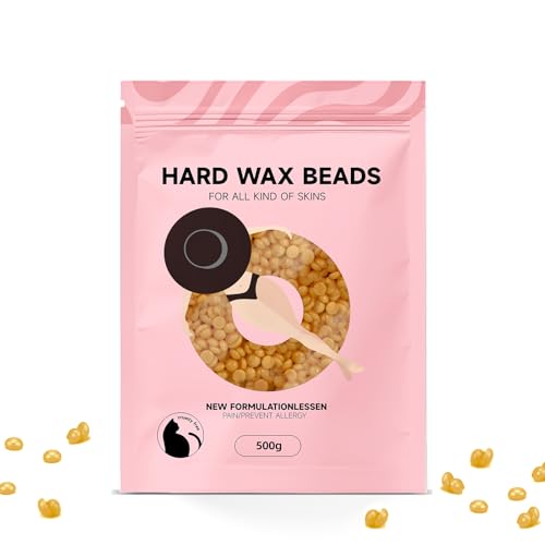 Professionelle Hartwachsperlen 500 g, streifenlose Enthaarungs-Wachspellets mit niedriger Schmelzpunktformel, natürliche pflanzliche Inhaltsstoffe, geeignet für grobes Haar, Ganzkörper-, Gesichts- und von AccueilPort