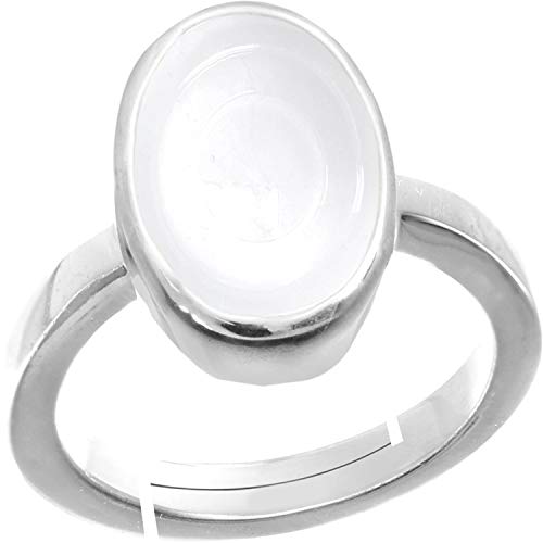 Accurate Traders 3 Ratti Chandrakanta Stein Silber verstellbarer Ring (2,73 Karat) Original und zertifiziert von GLI Natürlicher Mondstein Edelstein Chandi Freie Größe Anguthi Unbeheizt und von Accurate Traders