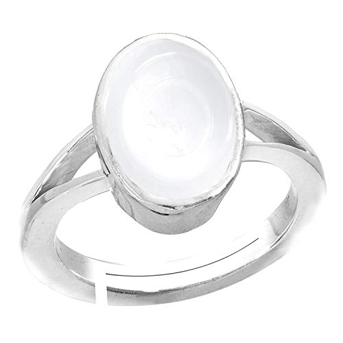 Accurate Traders 3 Ratti Mondstein Stein Silber Verstellbarer Ring (2,73 Karat) Original und zertifiziert von GLI Natürlicher Chandrakanta Edelstein Chandi Freie Größe Anguthi Unbeheizt und von Accurate Traders
