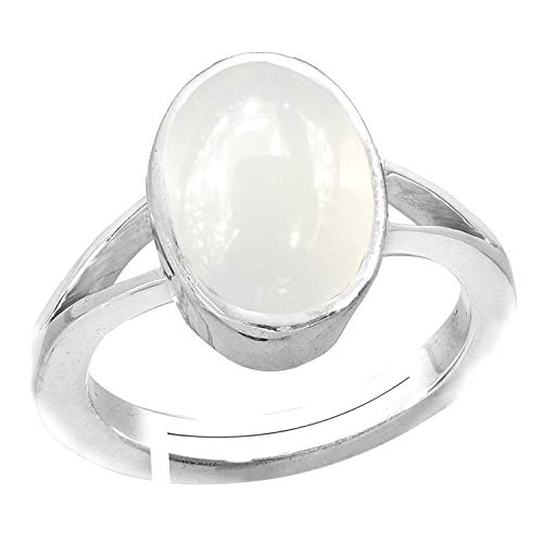 Accurate Traders 3 Ratti Mondstein Stein Silber Verstellbarer Ring (2,73 Karat) Original und zertifiziert von GLI Natürlicher Chandrakanta Edelstein Chandi Freie Größe Anguthi Unbeheizt und von Accurate Traders
