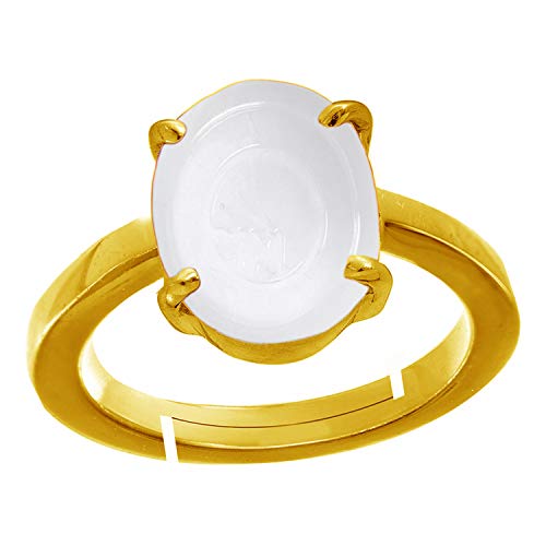 Accurate Traders 5 Ratti Mondstein Ashtdhatu verstellbarer Ring (4,6 Karat) Original und zertifiziert von GLI natürlicher Chandrakanta Edelstein Ashta dhatu Freie Größe Anguthi unbeheizt und von Accurate Traders