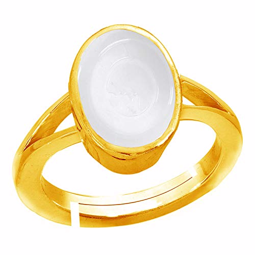 Accurate Traders 6 Ratti Chandrakanta Stein Ashtdhatu Verstellbarer Ring (5,5 Karat) Original und zertifiziert von GLI Natürlicher Mondstein Edelstein Ashta dhatu Freie Größe Anguthi Unbeheizt und von Accurate Traders