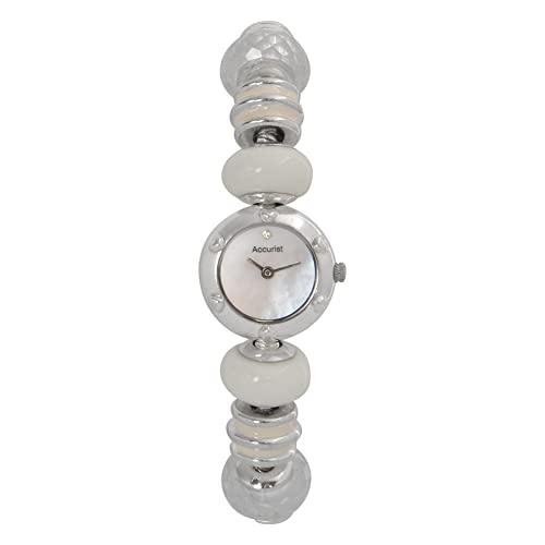 Accurist Charmed Damen Quarzuhr mit Mutter von Pearl Zifferblatt Analog-Anzeige und Silber Armband LB1400 von Accurist