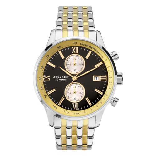 Accurist Chronograph Herren-Armbanduhr, zweifarbig, analog, 7402, schwarz / gold von Accurist