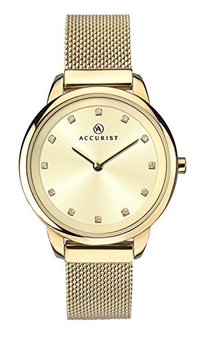 Accurist Uhren für Frauen 8194 Edelstahl Japanisches Quarz mit Milanaise-Armband, Steinbesetztes Zifferblatt, 30 m wasserdicht, Verstellbarer Verschluss 8194.01 von Accurist