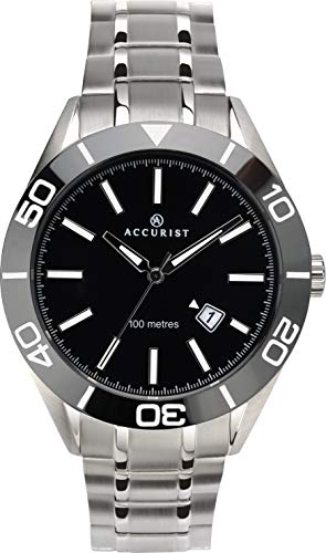 Accurist Herren Analog Quarz Uhr mit massives Edelstahl Armband 7222 von Accurist