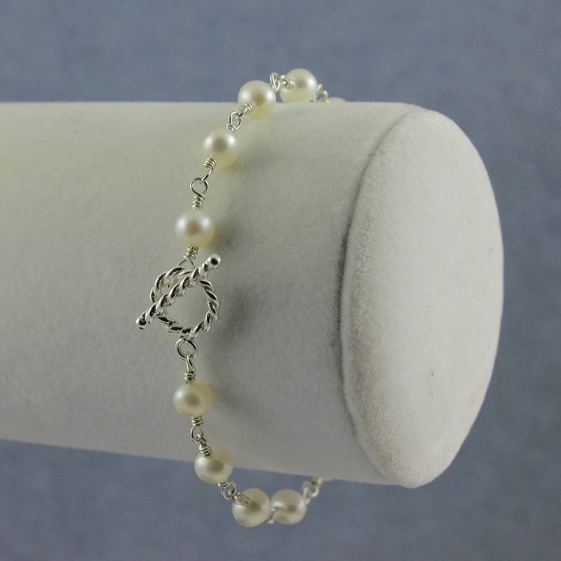 Armband Mit Knebelverschluss - Draht-Gewickelte Süsswasserperlen Halskette Sterling Silber Juni Geburtsstein von AccustomedJewelry
