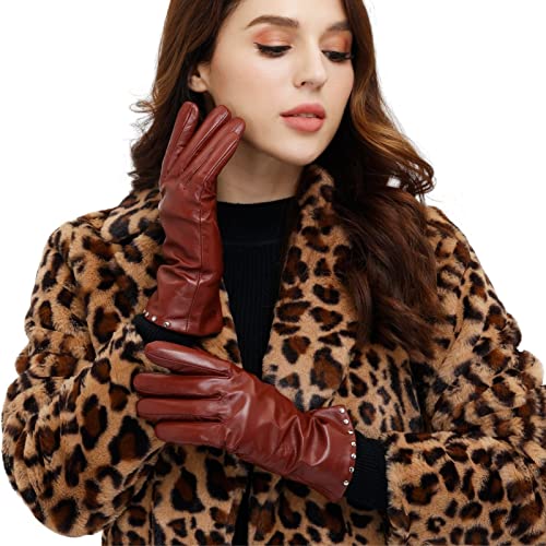 Acdyion Damen Winter Lederhandschuhe Touchscreen Warm Kaschmirfutter Elegant Slim Fit Echtleder Winterhandschuhe Tägliche Freizeit Outdoor von Acdyion