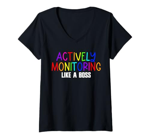 Damen Actively Monitoring Like A Boss Lustiges Geschenk für Lehrer T-Shirt mit V-Ausschnitt Damen Actively Monitoring Like A Boss Lustiges Geschenk für Lehrer T-Shirt mit V-Ausschnitt von Ace The Test Co.