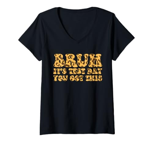 Damen Bruh, es ist Testtag, du hast diesen Cheetah Teacher Testtag T-Shirt mit V-Ausschnitt Damen Bruh, es ist Testtag, du hast diesen Cheetah Teacher Testtag T-Shirt mit V-Ausschnitt von Ace The Test Co.