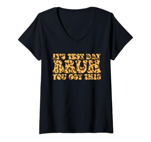 Damen Es ist Testtag, Bruder, du hast diesen Cheetah Teacher Testtag T-Shirt mit V-Ausschnitt Damen Es ist Testtag, Bruder, du hast diesen Cheetah Teacher Testtag T-Shirt mit V-Ausschnitt von Ace The Test Co.
