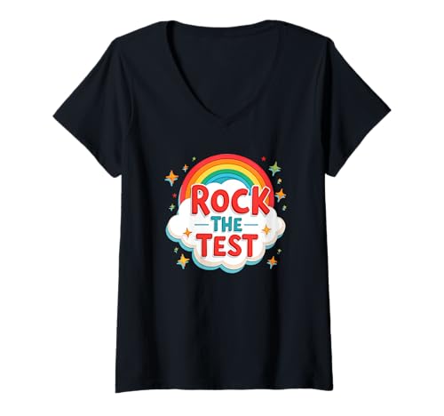 Damen Rock The Test Lustiger Testtag Motivation Rock The Test T-Shirt mit V-Ausschnitt Damen Rock The Test Lustiger Testtag Motivation Rock The Test T-Shirt mit V-Ausschnitt von Ace The Test Co.