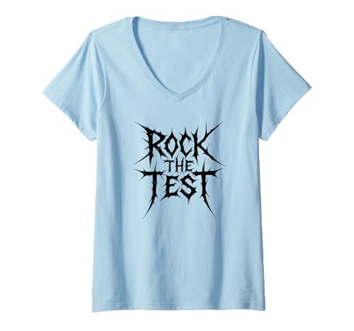 Damen Rock The Test Lustiger Testtag Motivation Rock The Test T-Shirt mit V-Ausschnitt Damen Rock The Test Lustiger Testtag Motivation Rock The Test T-Shirt mit V-Ausschnitt von Ace The Test Co.