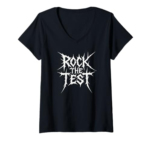 Damen Rock The Test Lustiger Testtag Motivation Rock The Test T-Shirt mit V-Ausschnitt Damen Rock The Test Lustiger Testtag Motivation Rock The Test T-Shirt mit V-Ausschnitt von Ace The Test Co.