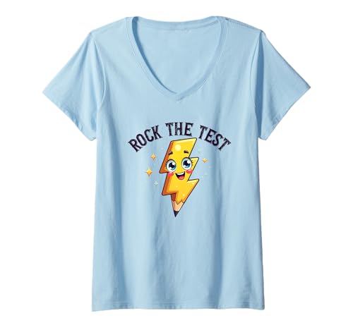 Damen Rock The Test Lustiger Testtag Motivation Rock The Test T-Shirt mit V-Ausschnitt Damen Rock The Test Lustiger Testtag Motivation Rock The Test T-Shirt mit V-Ausschnitt von Ace The Test Co.