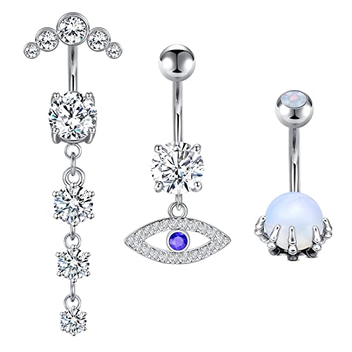 AceFun 14G 3 Paare Bauchnabelpiercing Chirurgenstahl CZ Nabel Ringe Barbells Bauch Piercing Schmuck für Frauen Mädchen von AceFun