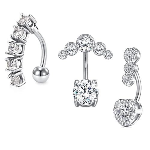 AceFun 14G 3 Paare Bauchnabelpiercing Chirurgenstahl CZ Nabel Ringe Barbells Bauch Piercing Schmuck für Frauen Mädchen von AceFun