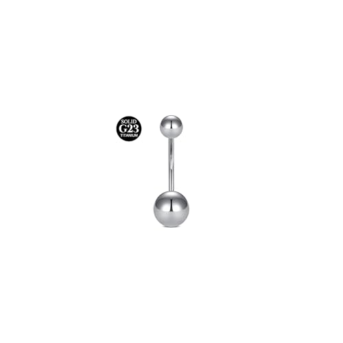 AceFun 14G Bauchnabelpiercing Titan Stäbe Klein 10MM Silber Bauchnabel Piercing Titan für Frauen Glatte Kugel Nabelpiercing Ringe Winzige Bauch Bar Hübsch Bauch Piercing Barbells von AceFun