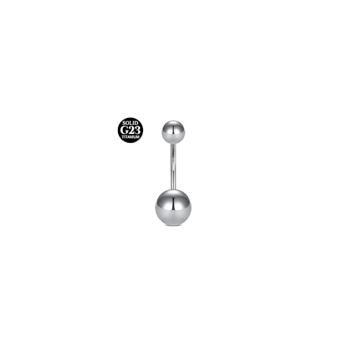 AceFun 14G bauchnabelpiercing Titan 16mm,kleine Bauch Stäbe solide Titan Silber Bauchnabel Piercing für Frauen winzige einfache Threaded Nabel Ringe Petite CZ Bars gebogen Nabel Ring Barbell von AceFun