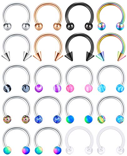 AceFun 16G Chirurgischer Stahl Nasenpiercing Hufeisenringe Septum Ringe 8mm Knorpel Helix Tragus Ohrring Hoop Lippen Piercing Retainer Piercing Schmuck für Frauen Männer von AceFun