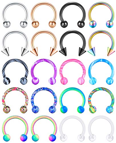 AceFun 16G Chirurgischer Stahl Nasenpiercing Hufeisenringe Septum Ringe 8mm Knorpel Helix Tragus Ohrring Hoop Lippen Piercing Retainer Piercing Schmuck für Frauen Männer von AceFun