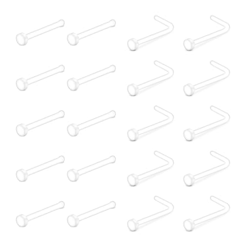 AceFun 18G 20G Klar Nasenstecker Acryl L-Form Nasenringe Retainer Bioflex Knochenstift gerade Nasenstege Retainer Flexible Nasenpiercing Retainer Flache Spitze für Männer Frauen von AceFun