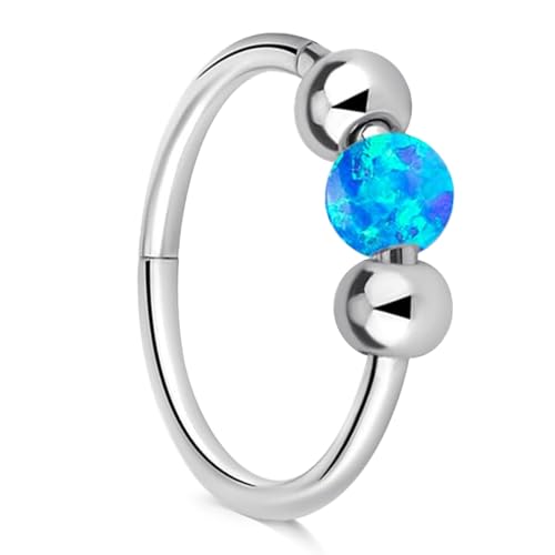 AceFun 18g Opal Nasenpiercing,Nasenpiercing Silber blaue Nase Hoops 10mm Edelstahl Nase Ringe Piercing Schmuck kann als Nase Ring, Septum Ring und Knorpel Ohrring für Frauen verwendet werden von AceFun