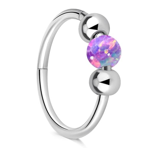 AceFun 18g Opal Nasenpiercing Ring,Nasenpiercing Silber lila Nase Hoops 10mm Edelstahl Nase Ringe Piercing Schmuck kann als Nase Ring, Septum Ring, und Knorpel Ohrring für Frauen verwendet werden von AceFun