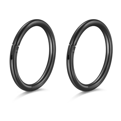 AceFun 20G Nasenpiercing 2 Stück dünner kleiner 9mm Edelstahl schwarz Nasenpiercing ring für Frauen Nasenklicker Hoop Septum Ringe Klicker für Knorpel Daith Helix Tragus Conch Piercing Schmuck von AceFun