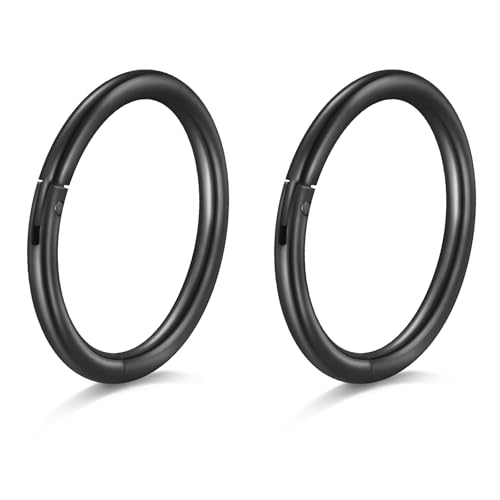AceFun 20G Nasenpiercing 2 Stück dünner kleiner 10mm Edelstahl schwarz Nasenpiercing ring für Frauen Nasenklicker Hoop Septum Ringe Clicker für Knorpel Daith Helix Tragus Conch Piercing Schmuck von AceFun