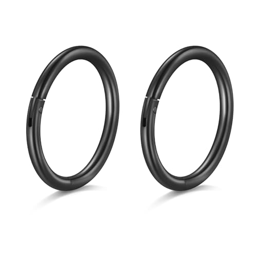 AceFun 20G Nasenpiercing 2 Stück dünner kleiner 8mm Edelstahl schwarz Nasenpiercing ring für Frauen Nasenklicker Hoop Septum Ringe Clicker für Knorpel Daith Helix Tragus Conch Piercing Schmuck von AceFun