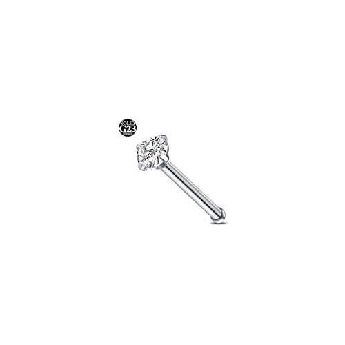 AceFun 20G Titan Nasenpiercing 1 geformt gerade G23 Stahl 2.5mm Cubic Zirkonia Diamant Silber Nasenstecker Titan Nasenpiercing Stud Schmuck für Frauen Männer von AceFun