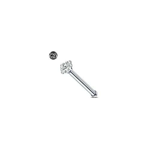 AceFun 20G Titan Nasenpiercing 1 geformt gerade Nase Bolzen Titan Stahl 2mm Diamant Nase Piercing Stud Schmuck für Frauen Männer Silber 2mm Cubic Zirconia von AceFun