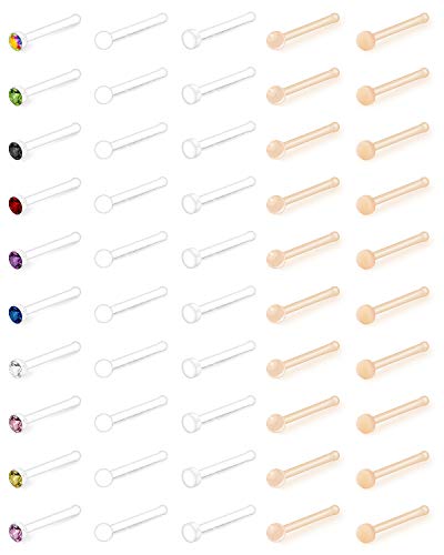 AceFun 20g Klare Nasenring Piercing retainers Bunte CZ Acryl Bioflex nasenstecker nasenring Piercing nasenschmuck 50stk für Frauen Männer von AceFun