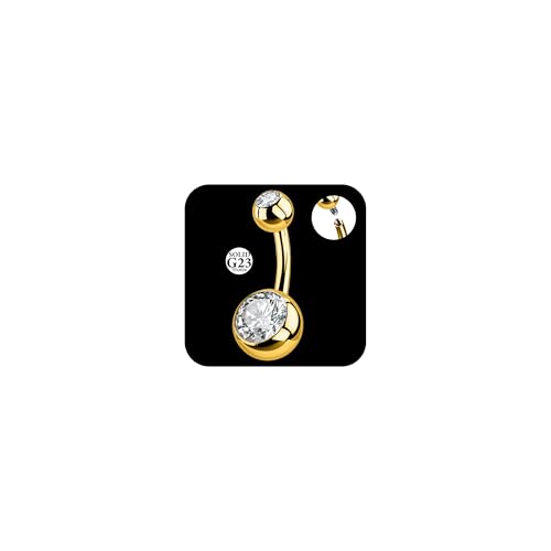 AceFun 6mm Titan Bauchnabelpiercing für Frauen 1 Stück 14G massivem Titan Bauchnabel piercing Gold G23 Barbell Ringe Schmuck für Körperpiercing kurz Curved Navel nabelpiercing von AceFun