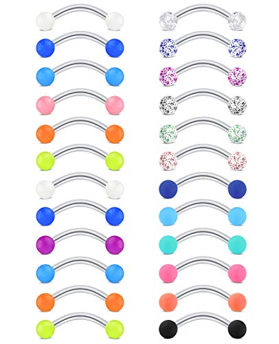 AceFun Augenbrauenpiercings Curved Barbell 24 Stück Chirurgischer Stahl Rook Cartilage Conch Daith Knorpelpiercing Bauchpiercing Banane Piercing 10mm für Frauen Männer von AceFun