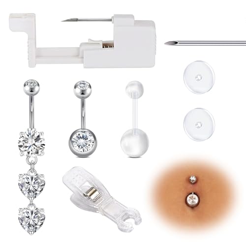 AceFun Bauchnabel Piercing Pistole Set für Bauchnabelpiercing,Lippen,Zungen,Ohr und Nase sichere Piercing Pistolen kit Körper Piercing Nadel Werkzeug für Frauen Männer/Bauchnabelpiercing Set kit von AceFun