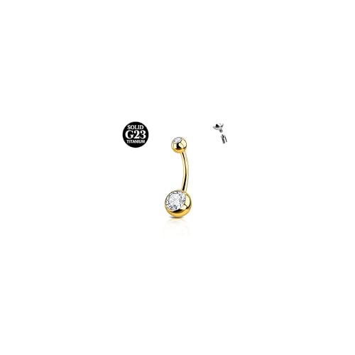 AceFun Bauchnabelpiercing titan für Frauen 14G Solid Titanium Bauchnabelpiercing 12MM Bar Gold bauchnabel piercing Schmuck Bauchnabel Piercing Gebogene Ringe Schmuck Body nabelpiercing von AceFun