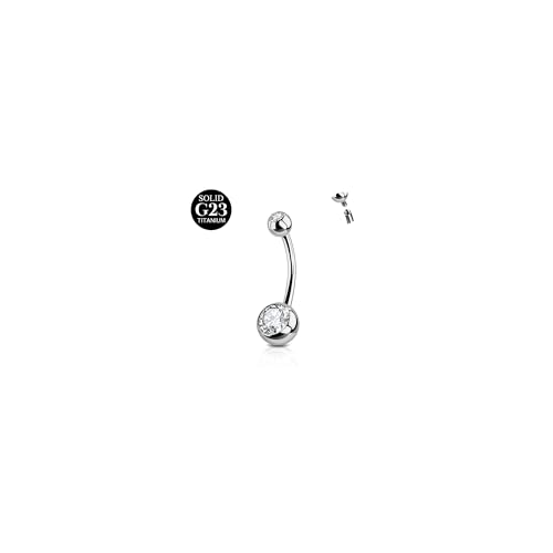 AceFun massivem Titan Bauchnabelpiercing,14mm Gewinde für 14G Bauchnabelpiercing Titan Ringe Nabelpiercing Silber Ringe Nabelpiercing Schmuck für Frauen Männer Männer von AceFun