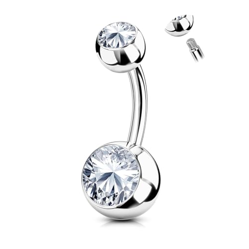 AceFun Bauchnabelpiercing,Bauchnabelpiercing silber 925 ganzer Körper Echt Sterling Silber Bauch piercing Bar 10mm Kurzes Bauchnabel piercing für Frauen Nabelpiercing Bar CZ Body Piercing Schmuck von AceFun