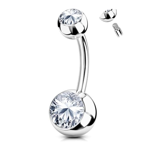 AceFun Bauchnabelpiercing,Ganzkörper Echt 925 Sterling Silber Bauchnabelpiercing silber 925 Schmuck 12mm Bauchnabelschmuck 14G Bauchnabel piercing für Frauen Nabelpiercing Kurze Nabelstange von AceFun