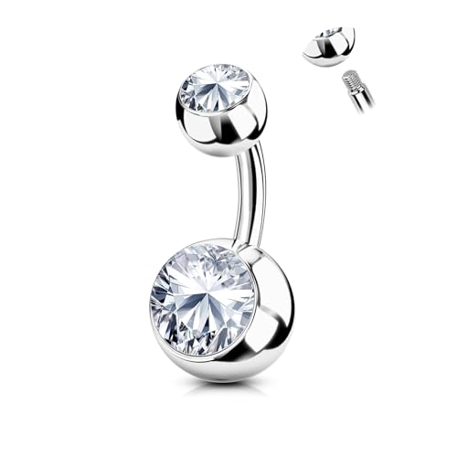 AceFun Bauchnabelpiercing,Ganzkörper Echt 925 Sterling Silber Bauchnabelpiercing silber 925 Schmuck 6mm Bauchnabelschmuck 14G Bauchnabel piercing für Frauen Nabelpiercing Kurze Nabelstange von AceFun