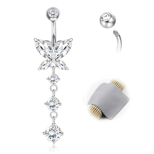 AceFun Bauchnabelpiercing 10mm echte bauchnabelpiercing silber 925 lang Schmetterling Bauchpiercing Schmuck gebogene Barbells Bauch nabelpiercing Premium Sterling Silber für Frauen ihr AceFun Bauchnabelpiercing 10mm echte bauchnabelpiercing silber 925 lang Schmetterling Bauchpiercing Schmuck gebogene Barbells Bauch nabelpiercing Premium Sterling Silber für Frauen ihr von AceFun