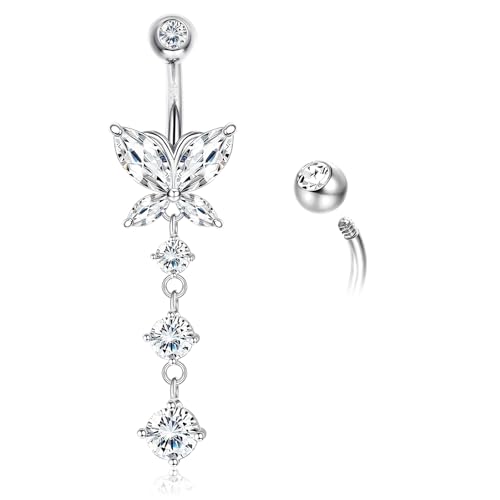 AceFun Bauchnabelpiercing 12mm echte bauchnabelpiercing silber 925 lang Schmetterling Bauchpiercing Schmuck gebogene Barbells Bauch nabelpiercing Premium Sterling Silber für Frauen ihr AceFun Bauchnabelpiercing 12mm echte bauchnabelpiercing silber 925 lang Schmetterling Bauchpiercing Schmuck gebogene Barbells Bauch nabelpiercing Premium Sterling Silber für Frauen ihr von AceFun