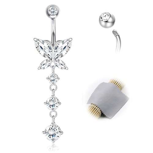 AceFun Bauchnabelpiercing 8mm echte bauchnabelpiercing silber 925 lang Schmetterling Bauchpiercing Schmuck gebogene Barbells Bauch nabelpiercing Premium Sterling Silber für Frauen ihr AceFun Bauchnabelpiercing 8mm echte bauchnabelpiercing silber 925 lang Schmetterling Bauchpiercing Schmuck gebogene Barbells Bauch nabelpiercing Premium Sterling Silber für Frauen ihr von AceFun